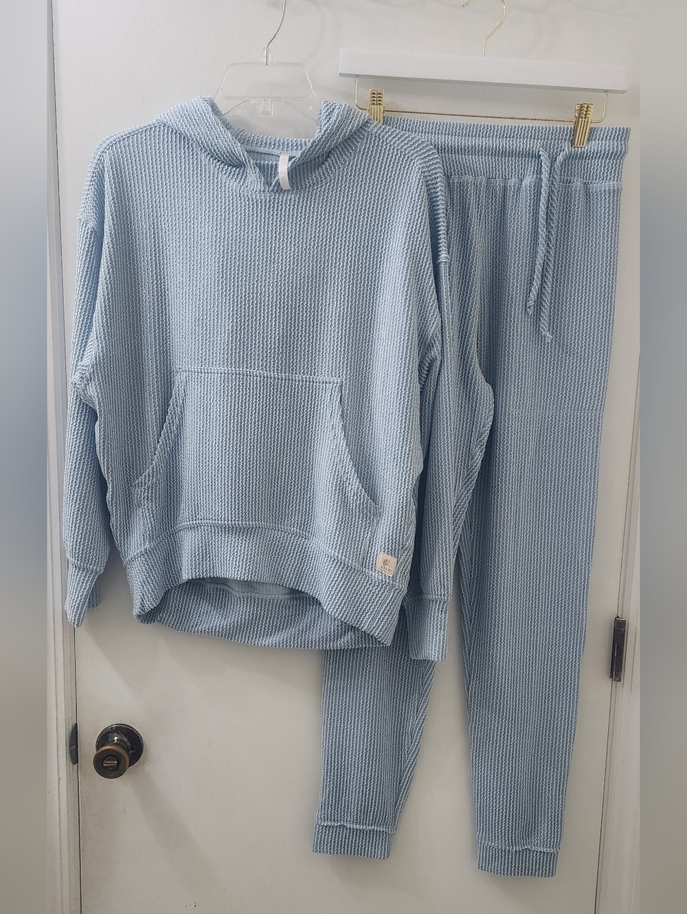 New‎ Lovlei Light Blue Ribbed Texture Jogger Set.